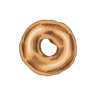 Elle çizilmiş çörek eskizi. Klasik illüstrasyon. Hamur tatlısı, tatlı. Etiket, ambalaj ve kartpostalların tasarımı için elementName.