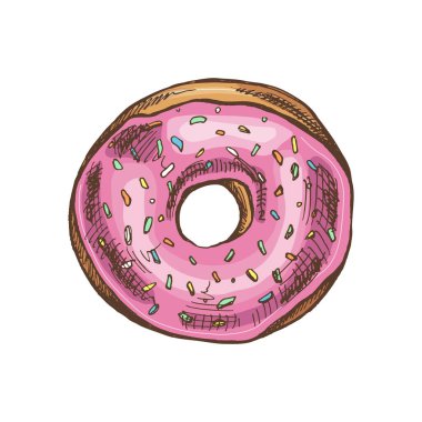 Elle çizilmiş çörek eskizi. Klasik illüstrasyon. Hamur tatlısı, tatlı. Etiket, ambalaj ve kartpostalların tasarımı için elementName.