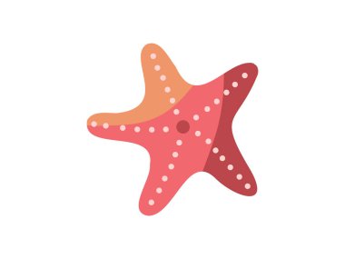 El çizimi deniz yıldızı düz stil, okyanus su altı vektörü. Beyaz arkaplanda vektör illüstrasyonu.