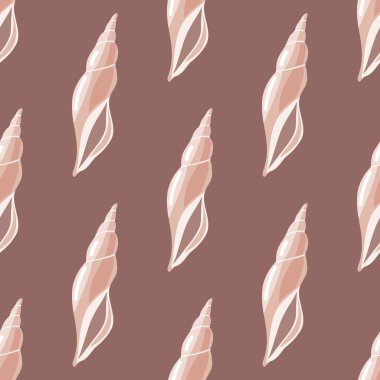 Sea shells vector seamless pattern, mollusks. Flat illustration of seashell.	