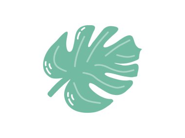 Cute hand drawn tropical plant leaf. Flat vector illustration isolated on white background. Doodle drawing.	