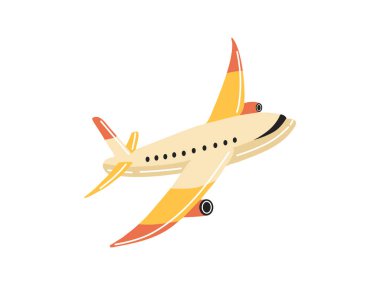 Güzel el çizimi uçan uçak. Düz vektör çizimi beyaz arkaplanda izole edildi. Çizim.