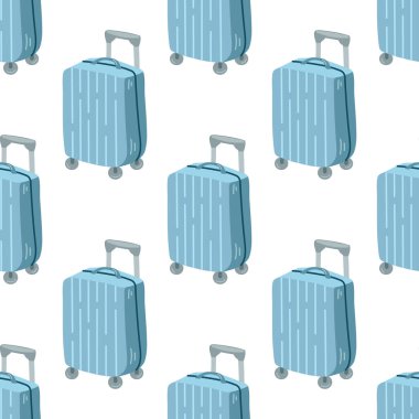 Cute hand drawn suitcase seamless pattern. Flat vector illustration isolated on white background. Doodle drawing.	