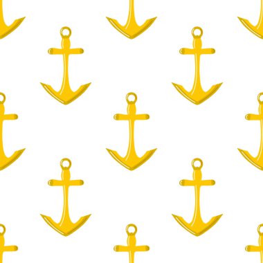 Cute ship's anchor seamless pattern. Flat vector illustration isolated on white background. Doodle drawing.	