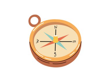 Güzel el çizimi pusula. Düz vektör çizimi beyaz arkaplanda izole edildi. Çizim.