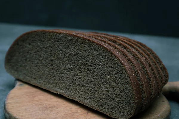 Sliced Rye Bread Cross Section Sliced Rye Bread Dark Gray — Photo