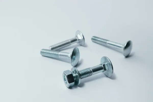 Close Various Steel Nuts Bolts Mechanical Constructional Still Life — Stock Photo, Image