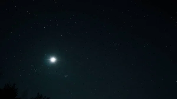 Sternenhimmel Und Vollmond Hintergrund Des Schönen Dunkelblauen Sternenhimmels Und Heller — Stockfoto