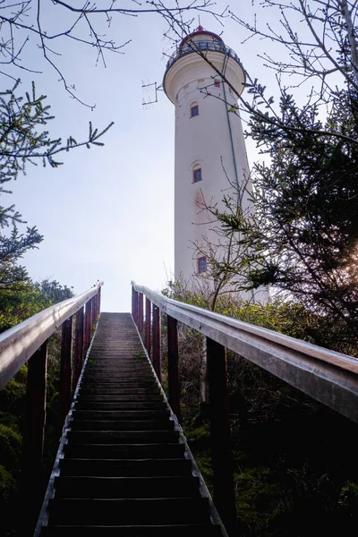 Lépcsők Vezetnek Fel Világítótorony Lyngvig Fyr Holmsland Hvide Sande Világítótorony — Stock Fotó