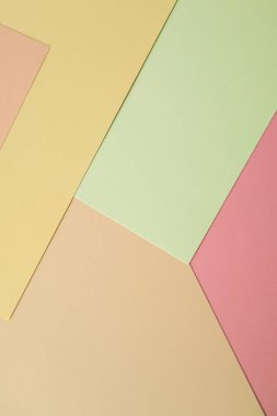 Düz yatış, kağıt pastel renkler doku arkaplanı için. Ürün veya metin görüntülemek için boş kağıtlar