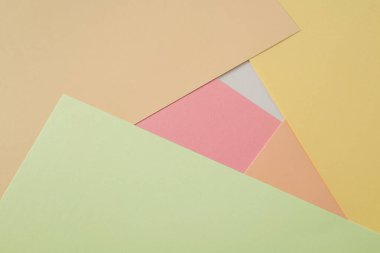 Düz yatış, kağıt pastel renkler doku arkaplanı için. Ürün veya metin görüntülemek için boş kağıtlar