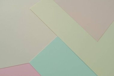 Düz yatış, kağıt pastel renkler doku arkaplanı için. Ürün veya metin görüntülemek için boş kağıtlar