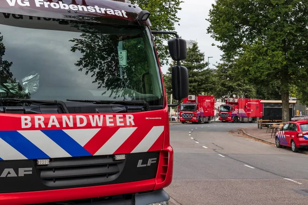 Rotterdam Nizozemsko 2019 Požární Automobily Vozidla Zaparkovaná Venku Ulicích Rotterdamu — Stock fotografie