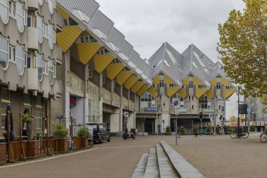 Rotterdam, Netherlands - 11-15-2024: Rotterdam Cube houses designed by architect Piet Blom clipart