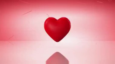 Kalp ritmi, kırmızı arka planda, Sevgililer Günü