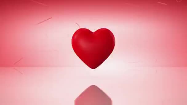 Kalp Ritmi Kırmızı Arka Planda Sevgililer Günü — Stok video