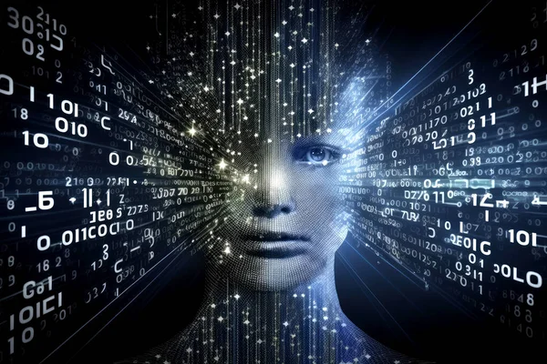 Yapay zeka ve veri konsepti. Gelecekteki dijital dönüşüm kavramı, yıkıcı yenilik ve çevik iş metodolojisi. Üretici Yapay Zeka İllüstrasyonu