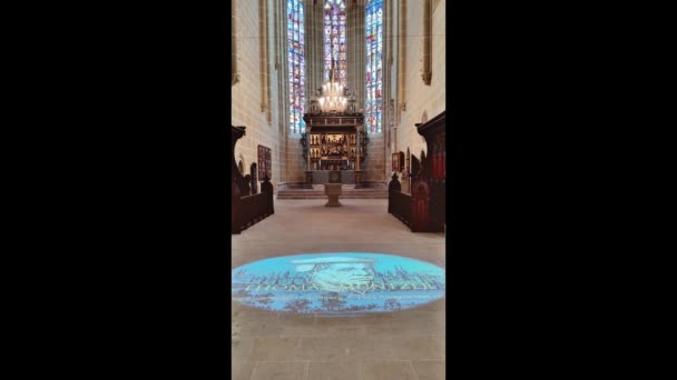 Mhlhausen Durynsko Německo 2023 Interiérový Pohled Kostel Marie Mhlhausenu Filmovou — Stock video