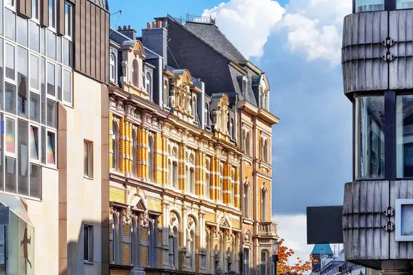 Piękne Tradycyjne Fasady Śródmieściu Akwizgrania Niemcy — Zdjęcie stockowe
