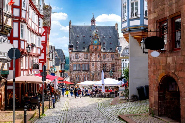 Вид Ратушу Старом Городе Марбург Дер Лан Гессене Германия — стоковое фото