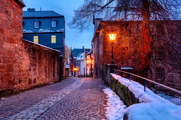 Marburg Városképe Télen Németországban — Stock Fotó