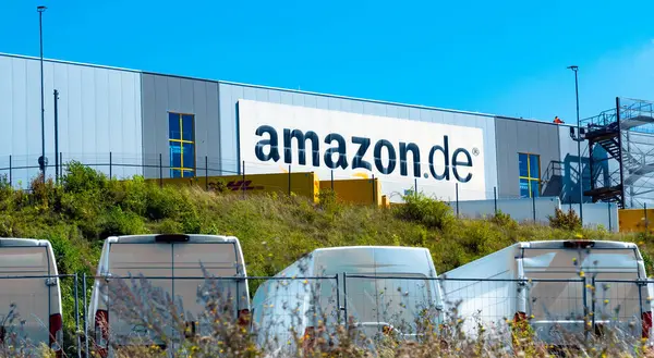 stock image Bad Hersfeld, Germany, 15.08.2024: Amazon warehouse & distribution center. Online shopping retail internet & technology, business development