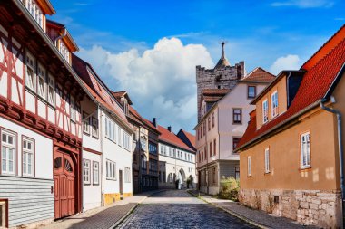 Almanya 'nın Thüringen kentindeki Langensalza şehrinin manzarası