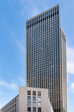 Modern gökdelenlerin panoramik manzarası. Frankfurt am Main, Almanya 'da 185.