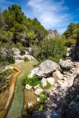 Callosa den Sarri, Alicante, İspanya 'daki Fonts del Algar' da doğal şelaleler ve yüzme havuzları
