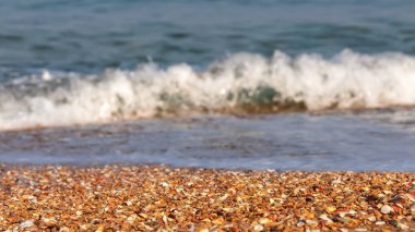 İsrail 'in Akdeniz kıyısında harika bir tatil, ılık gök mavisi deniz suyu, iyi bir ruh hali, arka plan olarak kullanılabilir.
