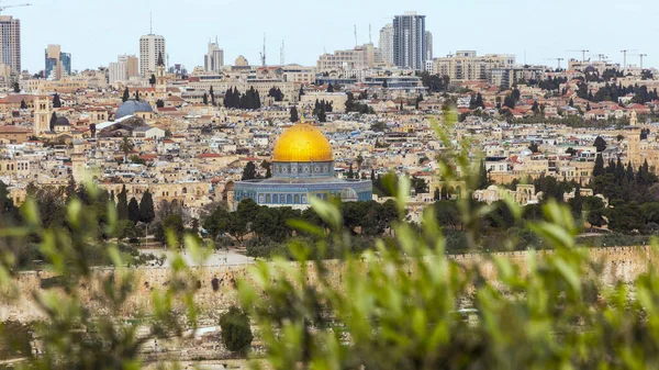 Panoramic View City Jerusalem Old Young City Golden Dome Masjid — Stock Photo, Image