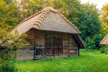 Lviv 'deki bir milli parktaki eski bir Ukrayna evi, Halk Mimarisi Müzesi ve Ukrayna' daki Everyday Life, Shevchenko denen adam.