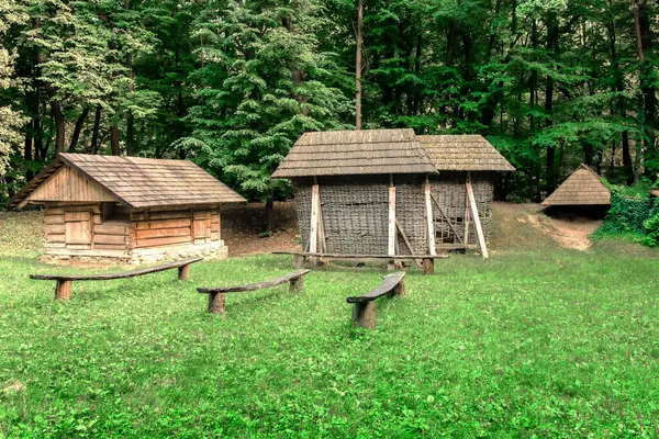 Ağaçlarla çevrili antik tarihi ahşap yapılar, Ukrayna ulusal kültürünün bir parçasıdır.