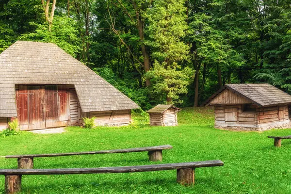 Ağaçlarla çevrili antik tarihi ahşap yapılar, Ukrayna ulusal kültürünün bir parçasıdır.