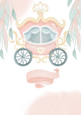 Bebek partisi kız şablonu, prenses kız doğum günü kartı, suluboya prenses resmi.