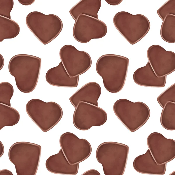 无缝制的巧克力心形图案 白色背景图解 — 图库照片