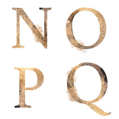 N-Q harfleri, beyaz arka planda izole edilmiş illüstrasyon, düğün monogramı, tebrik kartları, logo.