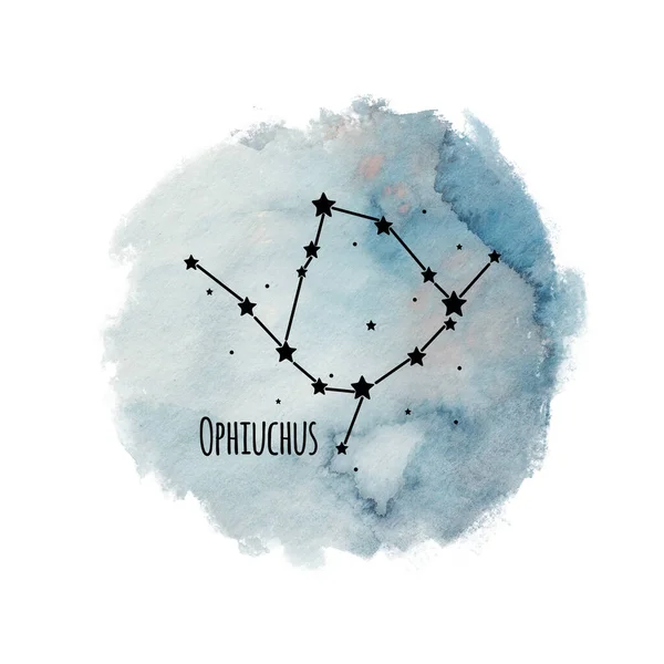 Ophiuchus Zvěrokruh Znamení Souhvězdí Akvarelu Pozadí Izolované Bílém Horoskop Charakter — Stock fotografie