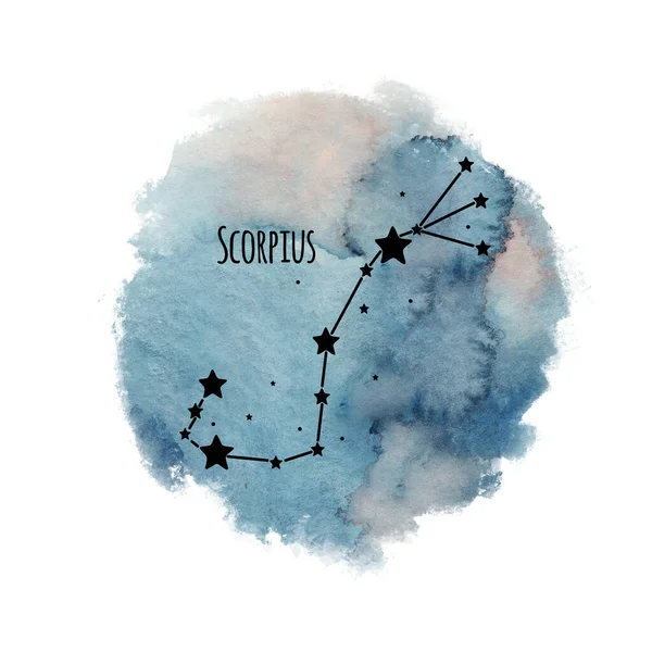 Scorpius Zodiac Sign Constellation Watercolor Background Isolated White Horoscope Character — Stock Photo, Image