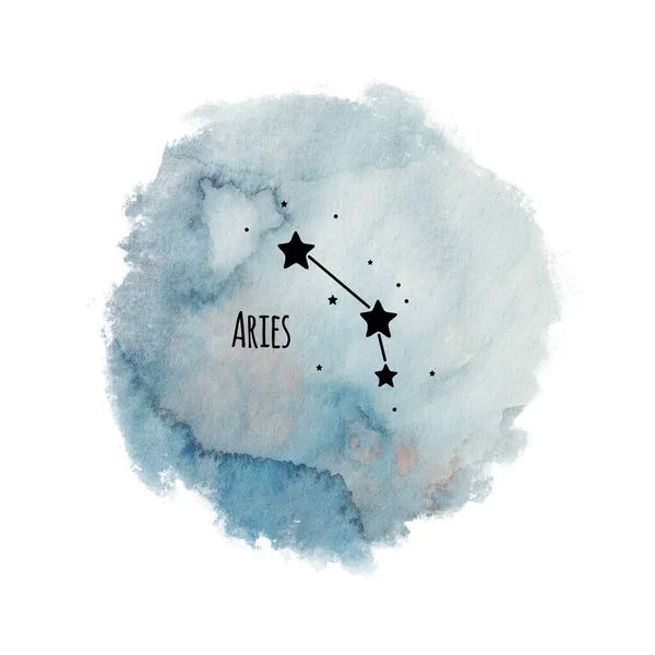 Aries Zvěrokruh Znamení Souhvězdí Akvarelu Pozadí Izolované Bílém Horoskop Charakter — Stock fotografie