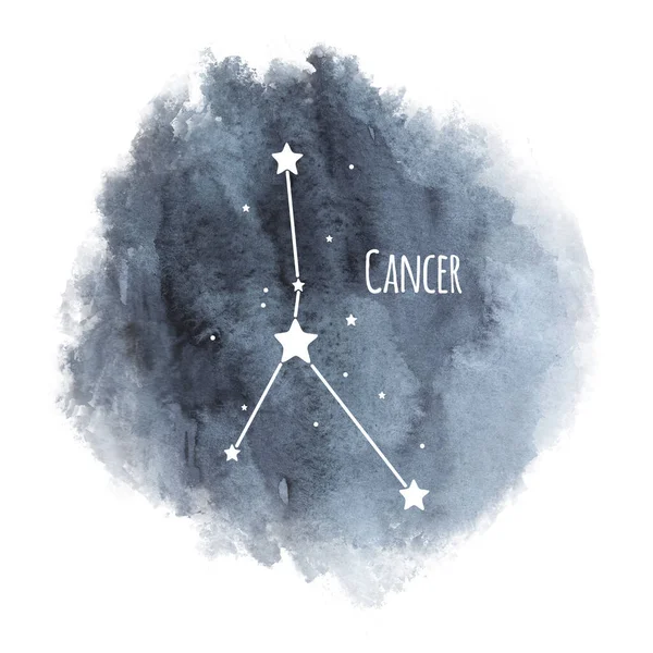 Рак Зодиака Знак Созвездия Акварельном Фоне Изолированы Белом Гороскоп Характер — стоковое фото