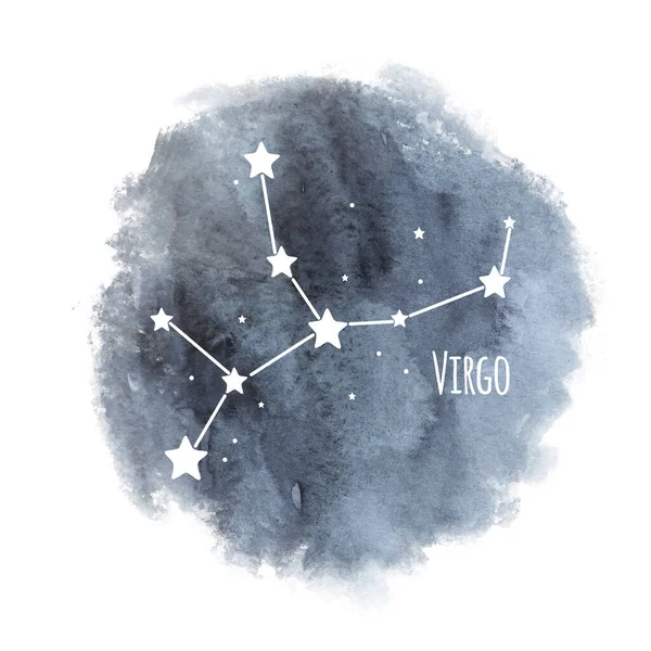 Constelação Signo Zodíaco Virgem Fundo Aquarela Isolado Branco Personagem Horóscopo — Fotografia de Stock