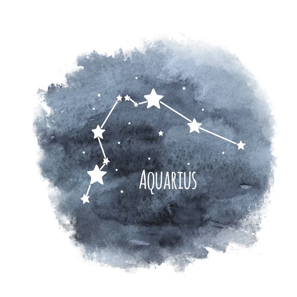 Verseau Constellation Signe Zodiaque Sur Fond Aquarelle Isolé Sur Blanc — Photo