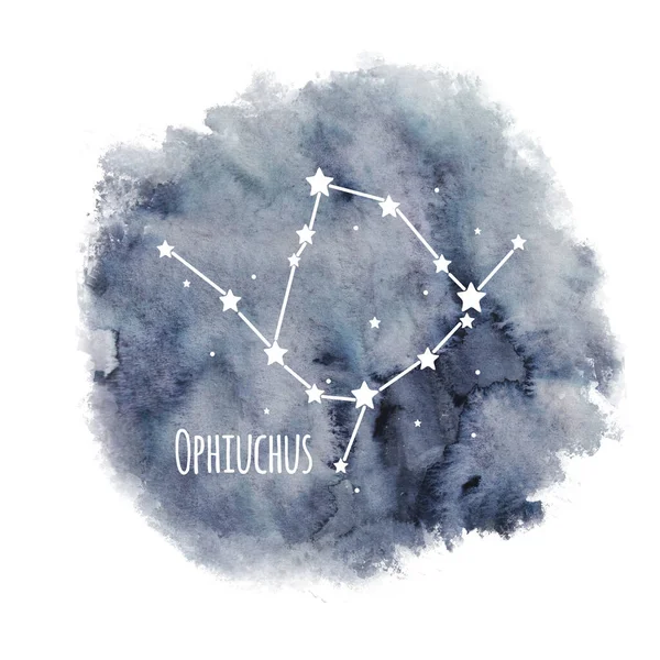 Ophiuchus Dierenriem Teken Constellatie Aquarel Achtergrond Geïsoleerd Wit Horoscoop Karakter — Stockfoto