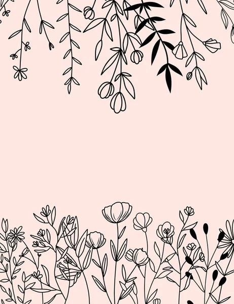 Квіткова Векторна Листівка Шаблон Запрошення Вітальної Листівки Мінімальному Стилі Намальована — стоковий вектор