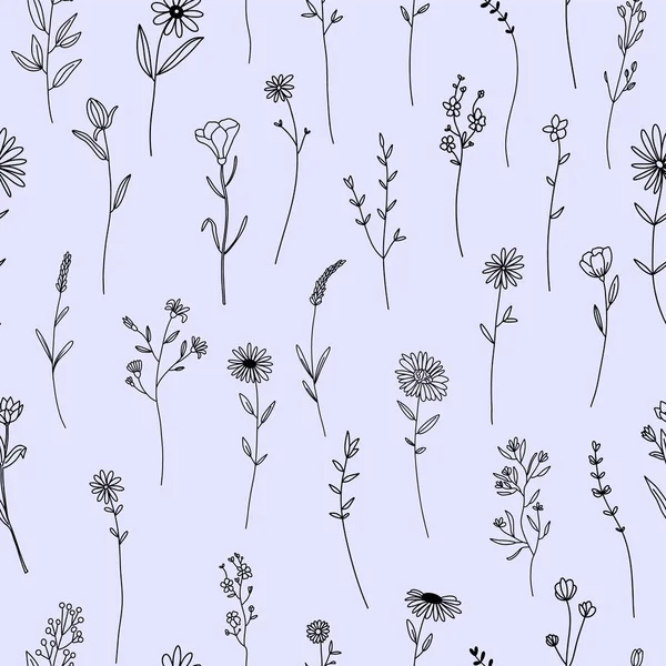 Kusursuz Çiçek Deseni Zarif Dallar Arka Planda Çizimi Sanat Çiçekleri — Stok Vektör