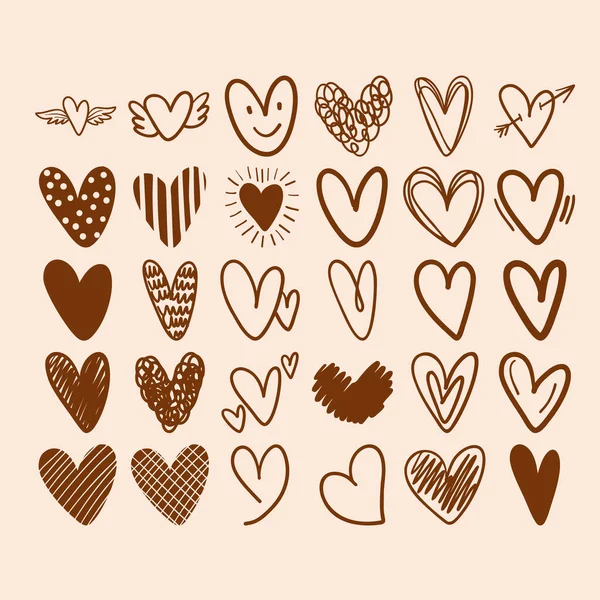 Смішні Ескізні Серця Каракулі Векторні Ілюстрації Дня Святого Валентина Або — стоковий вектор
