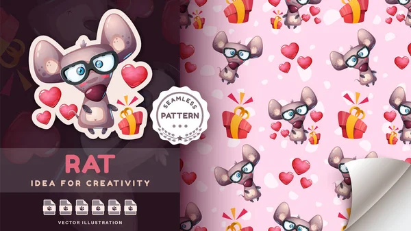 Personaje Dibujos Animados Pegatina Ratón Adorable Idea Animal Bonita Para — Vector de stock