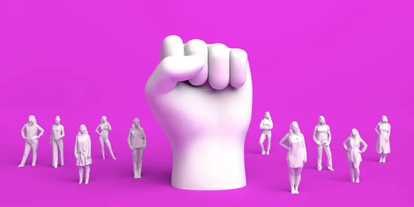 Clenched fist as a symbol of feminist struggle and women. Day for the Elimination of Violence against Women. November 25. Feminism. 3d illustration. International Women\'s Day. March 8.