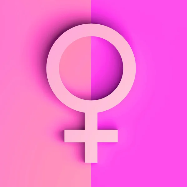 Female symbol icon with two-color purple background. International Day for the Elimination of Violence against Women. November 25. Feminism. 3d illustration. Women\'s Day, March 8.